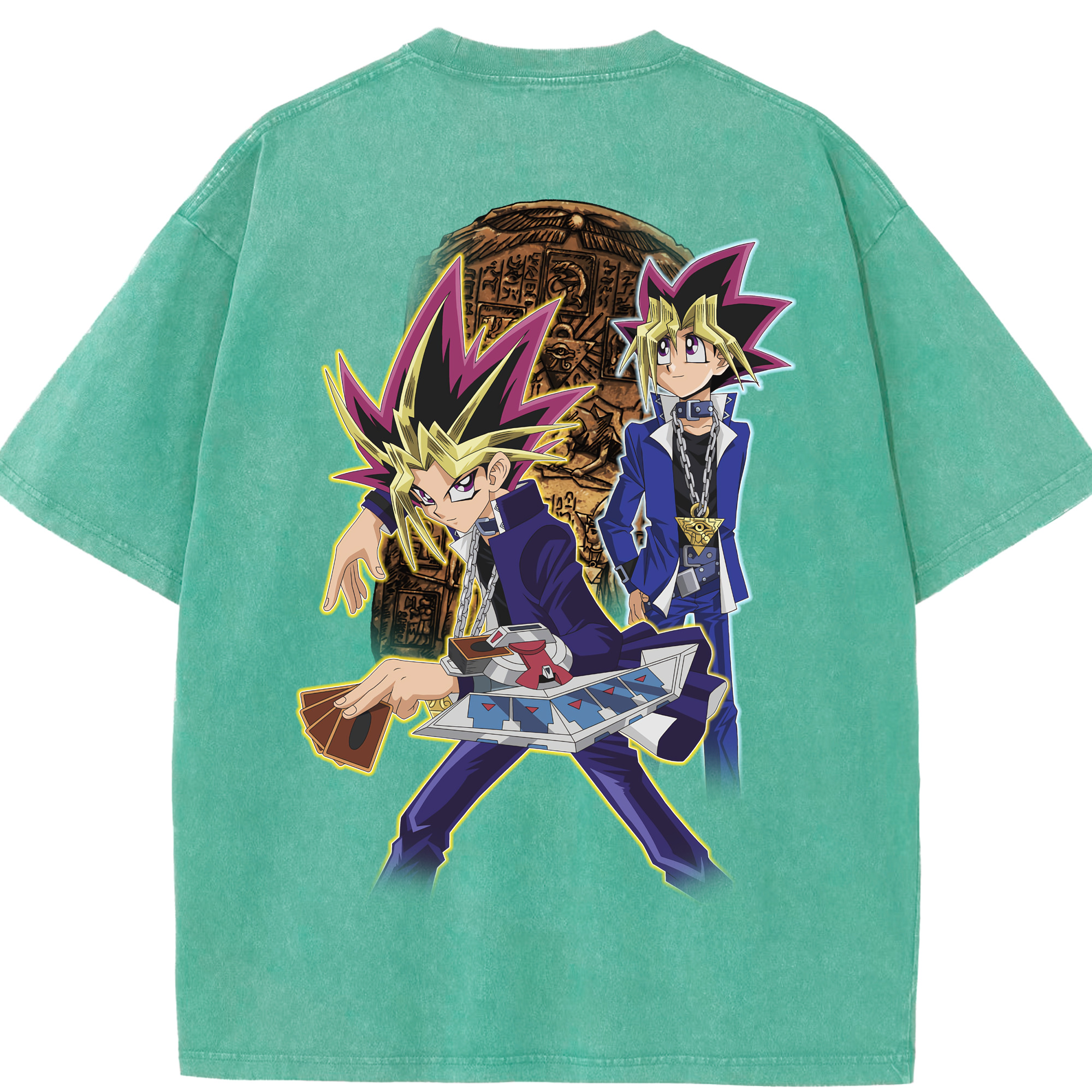 （画像用） 遊☆戯☆王 Yu-Gi-Oh! 綿100% ヴィンテージ風 半袖Tシャツ（背面プリント）